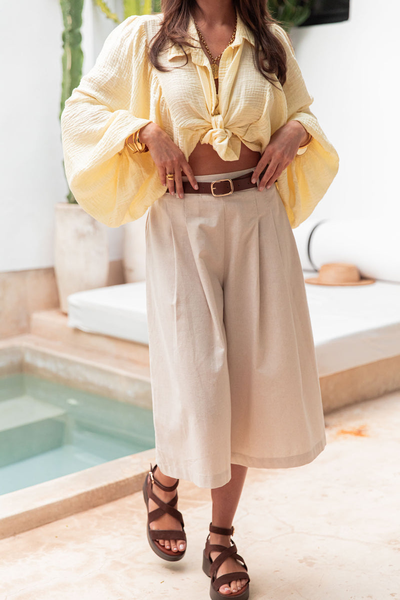 JUSTIN Beige - Linen Bermuda shorts