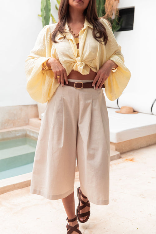 JUSTIN Beige - Bermudas de lino