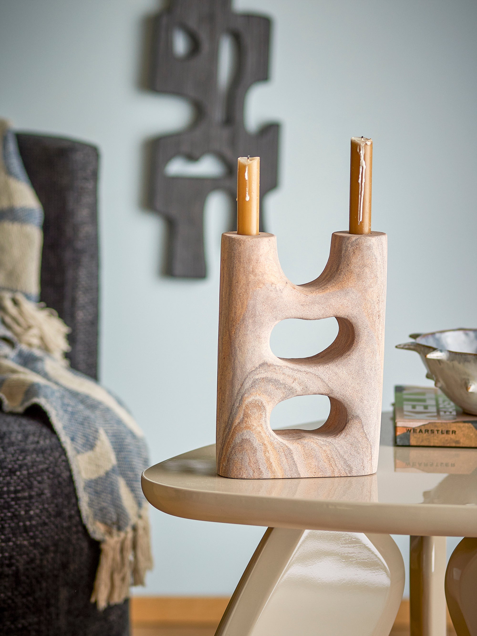 Lodi - Set of 2 Candle Holders - Natural - Sandstone