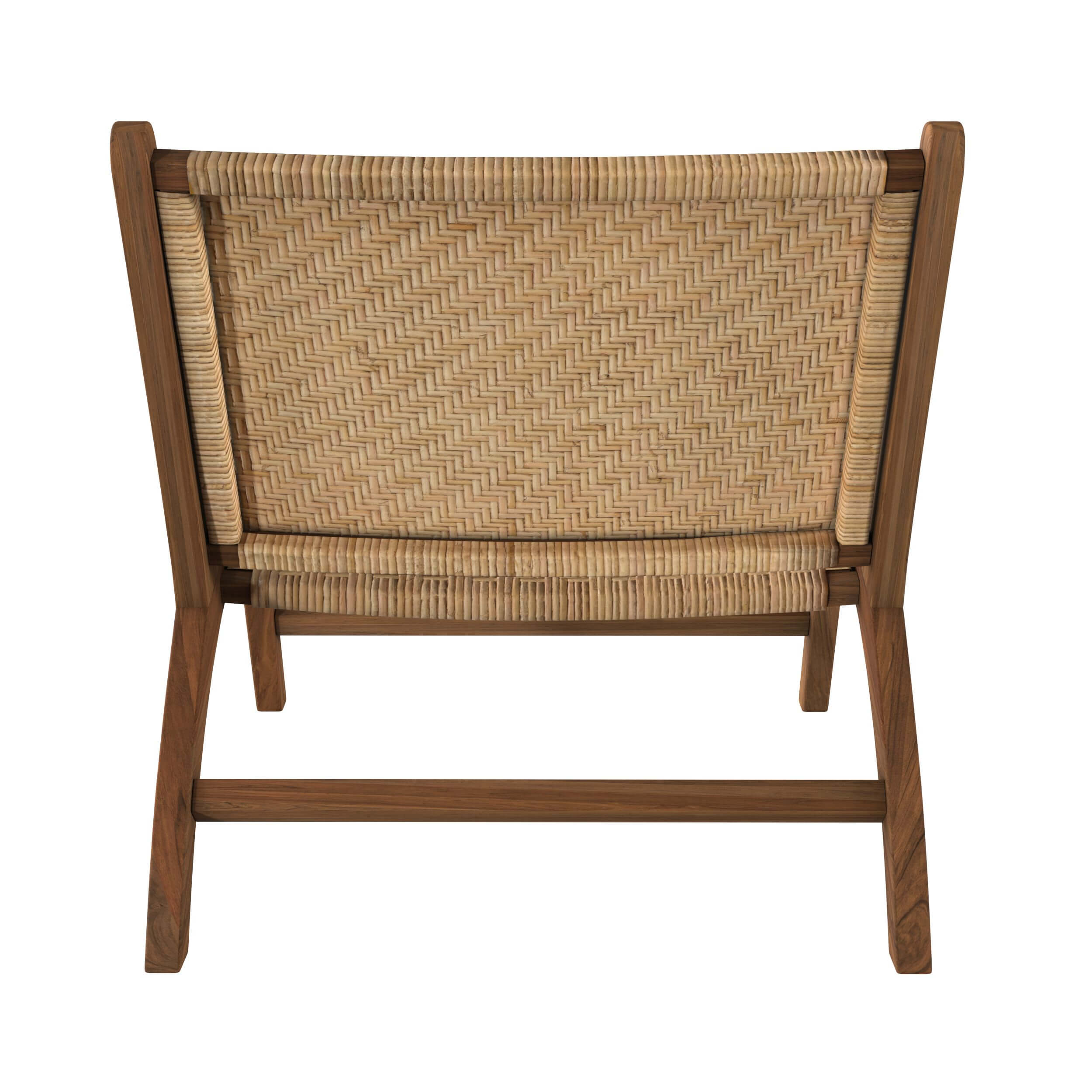 Kilka - Sillón De Madera De Teca Y Tejido De Ratán Chevron