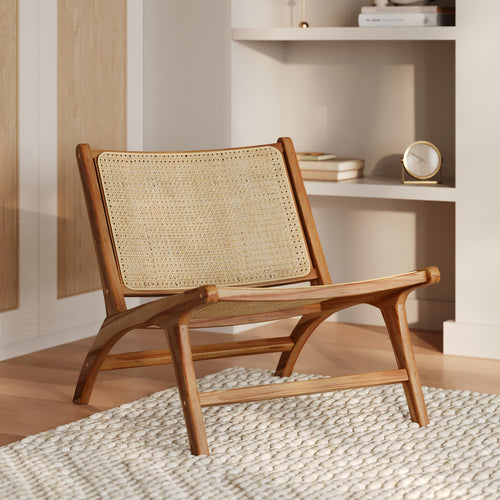 Kilka - Fauteuil En Teck Et Tressage Cannage En Rotin