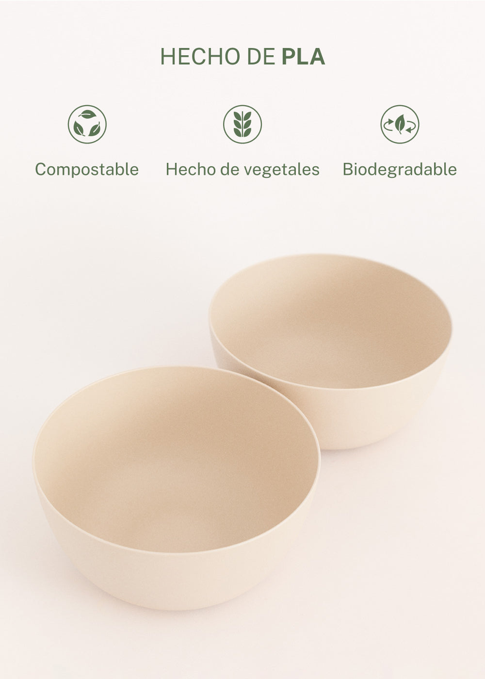 Menaje Outdoor Eco - Set de 2 Cuencos Pequeños para Exterior - Arena