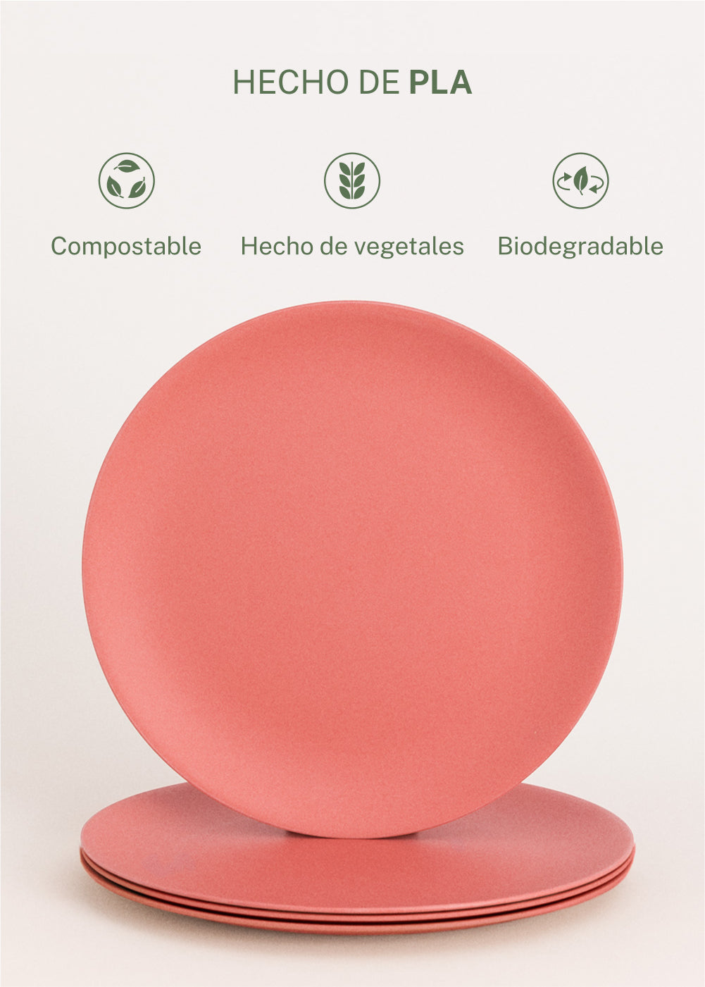 Menaje Outdoor Eco - Servicio de 4 Platos para Exterior - Terracota