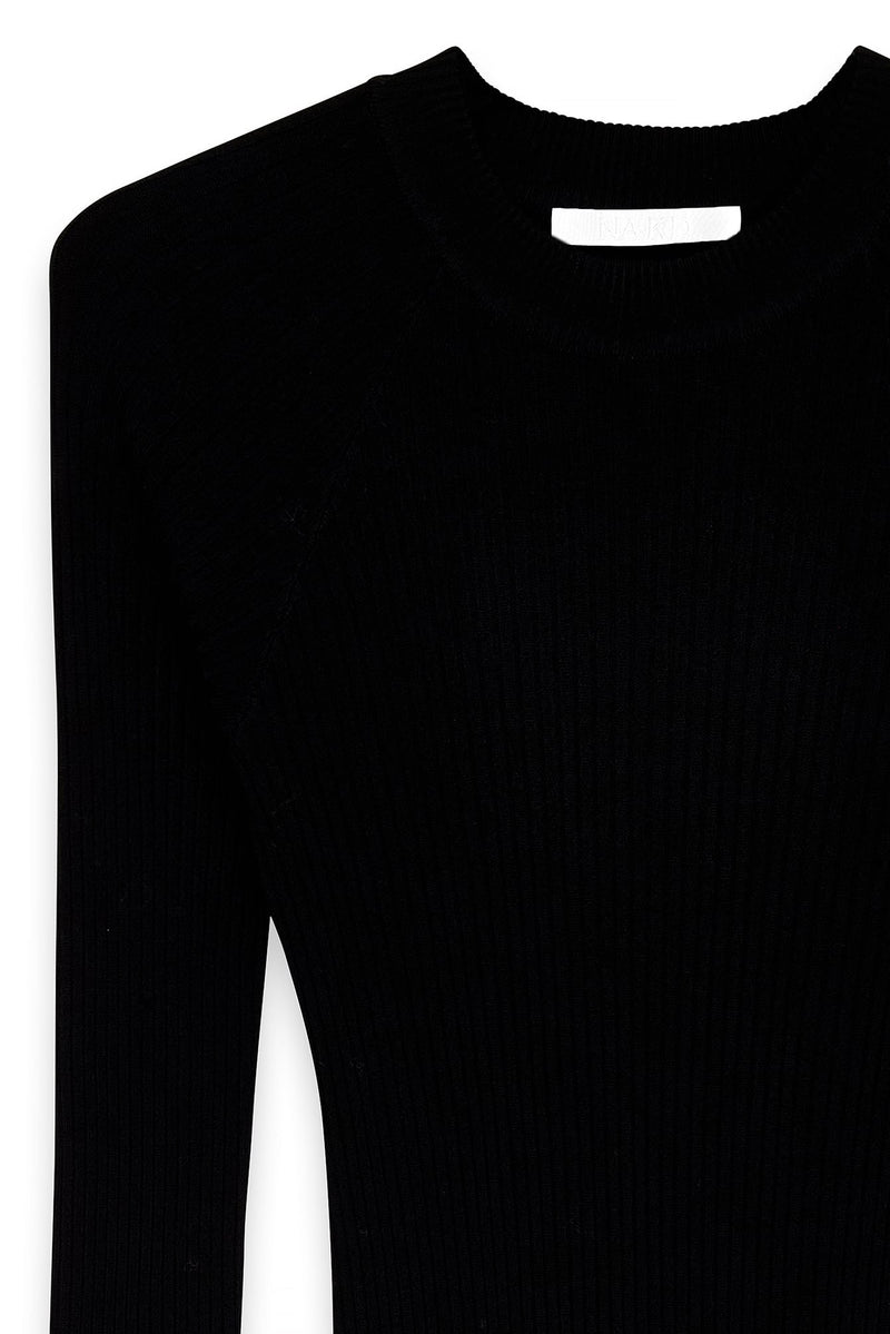 Robe Longue En Maille Côtelée Noir