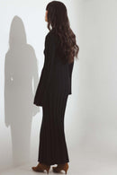 Robe Longue En Maille Côtelée À Col Roulé Noir