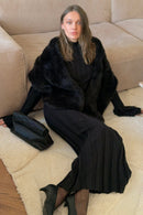 Robe Longue En Maille Côtelée À Col Roulé Noir