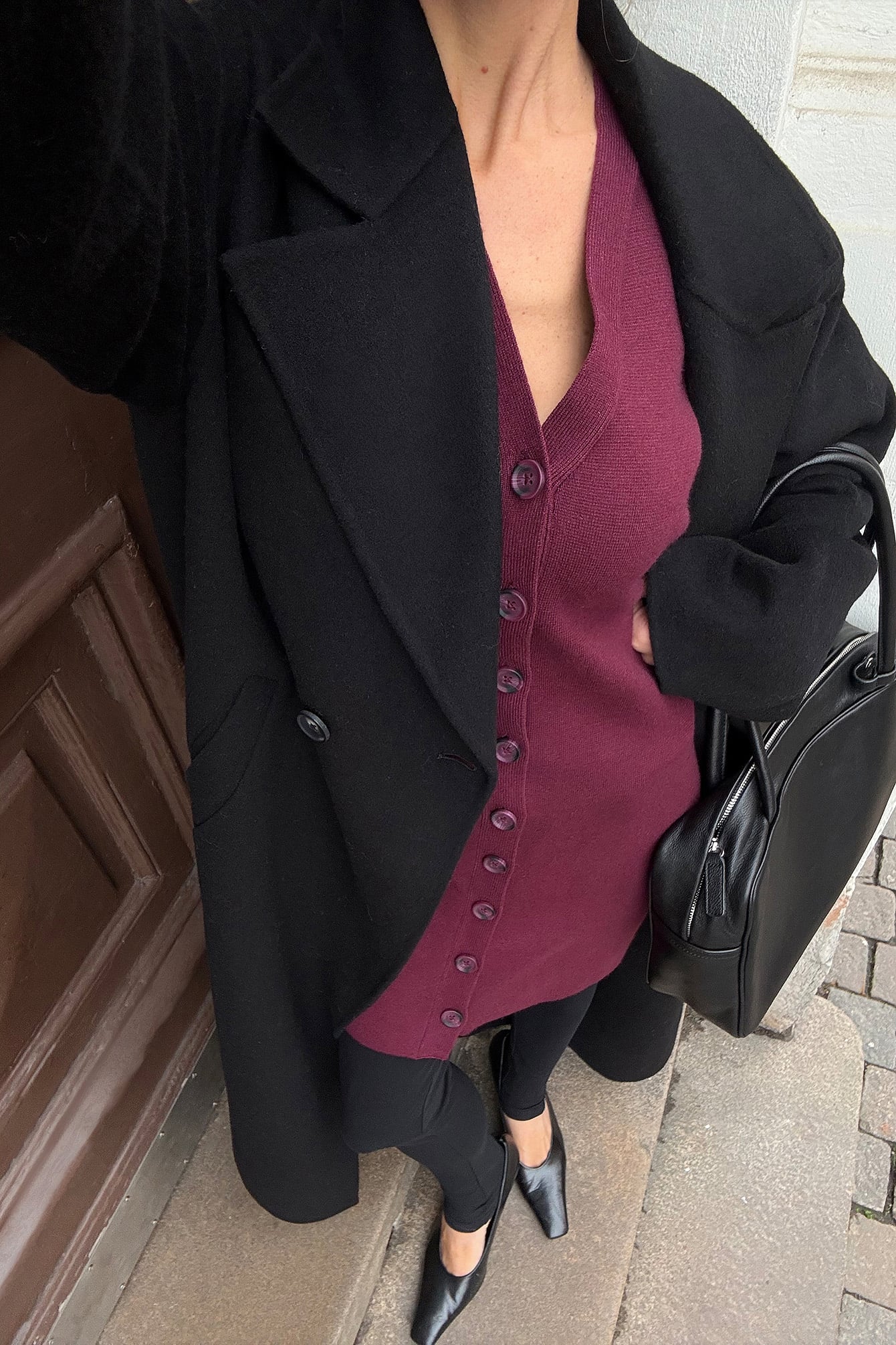 Robe Courte En Maille À Coupe Structurée Bordeaux