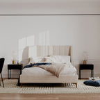 Koda - Double Bed In Beige Fabric And Gold Feet