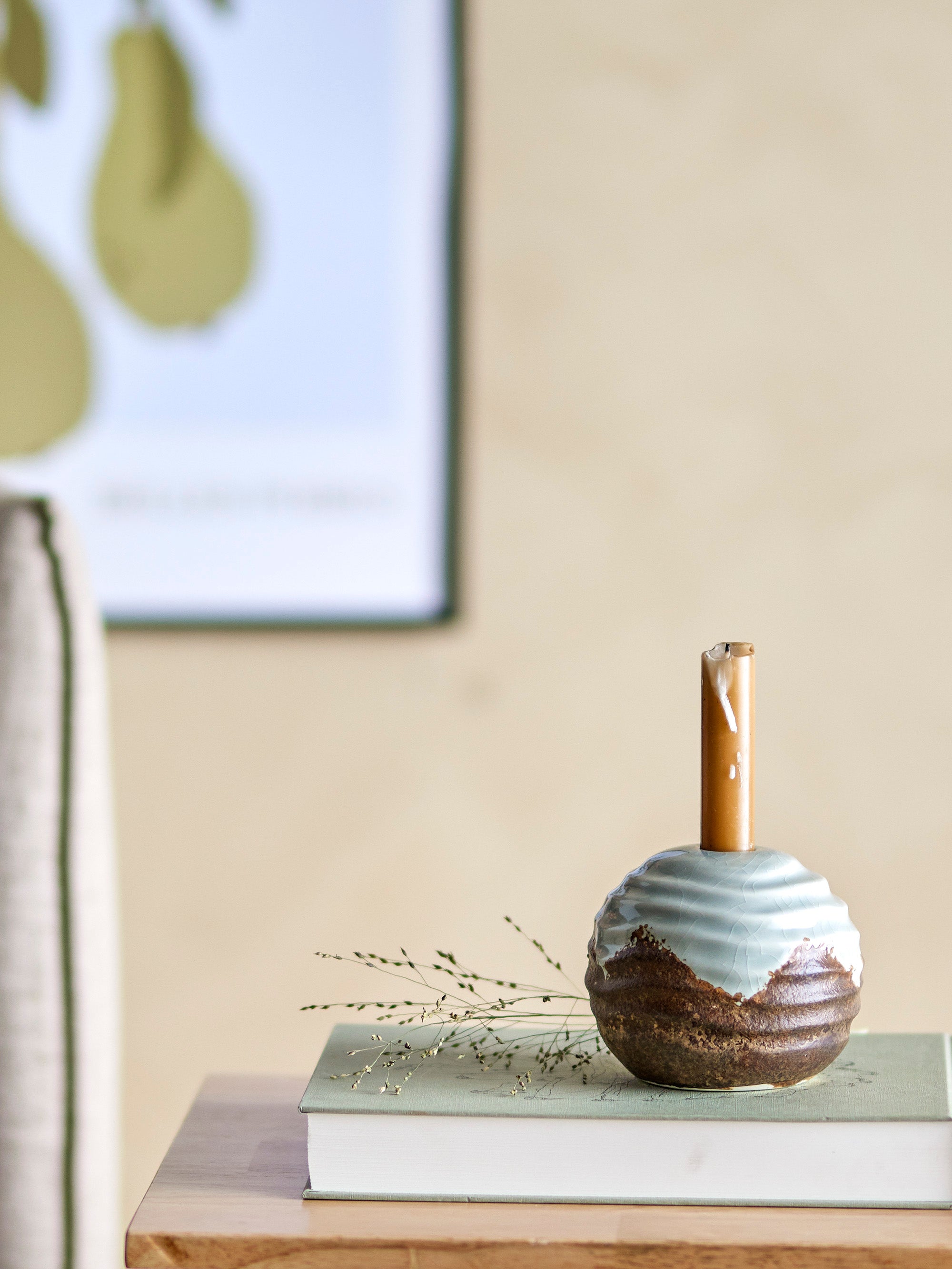 Paula - Candle Holder - Brown - Stoneware