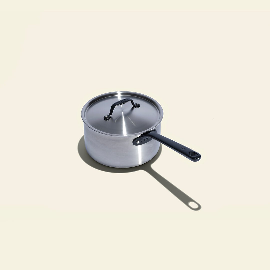 Batterie De Cuisine En Inox Avec Manches Noirs, 7 Pièces