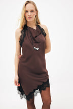 Robe Dos Nu En Dentelle Marron