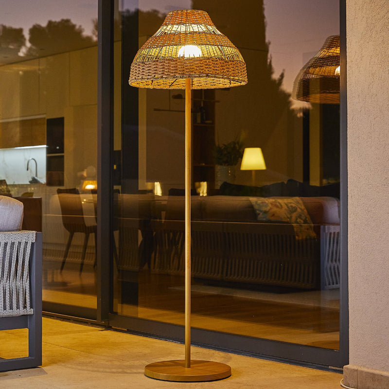 Elion - Wireless Floor Lamp - Polyrattan - Beige
