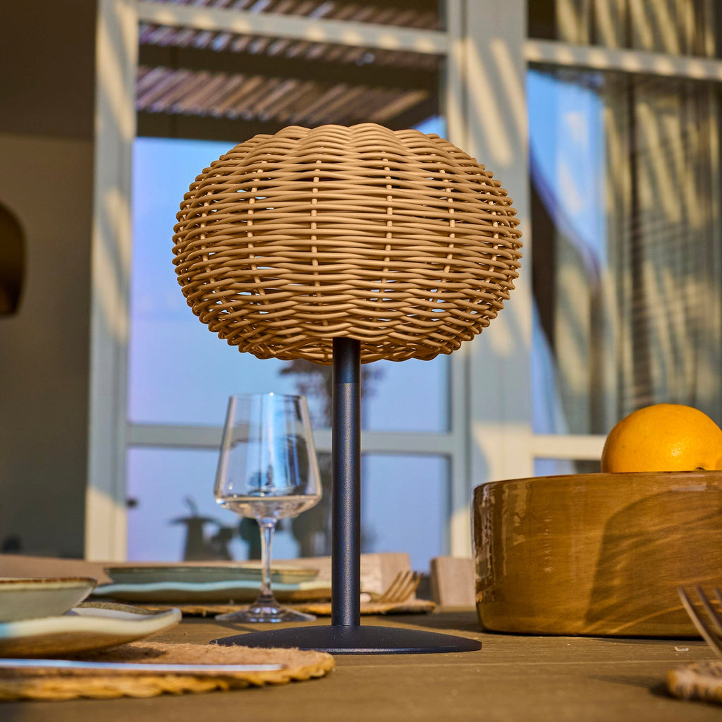 Samira - Lámpara de mesa solar - Polirratán - Beige