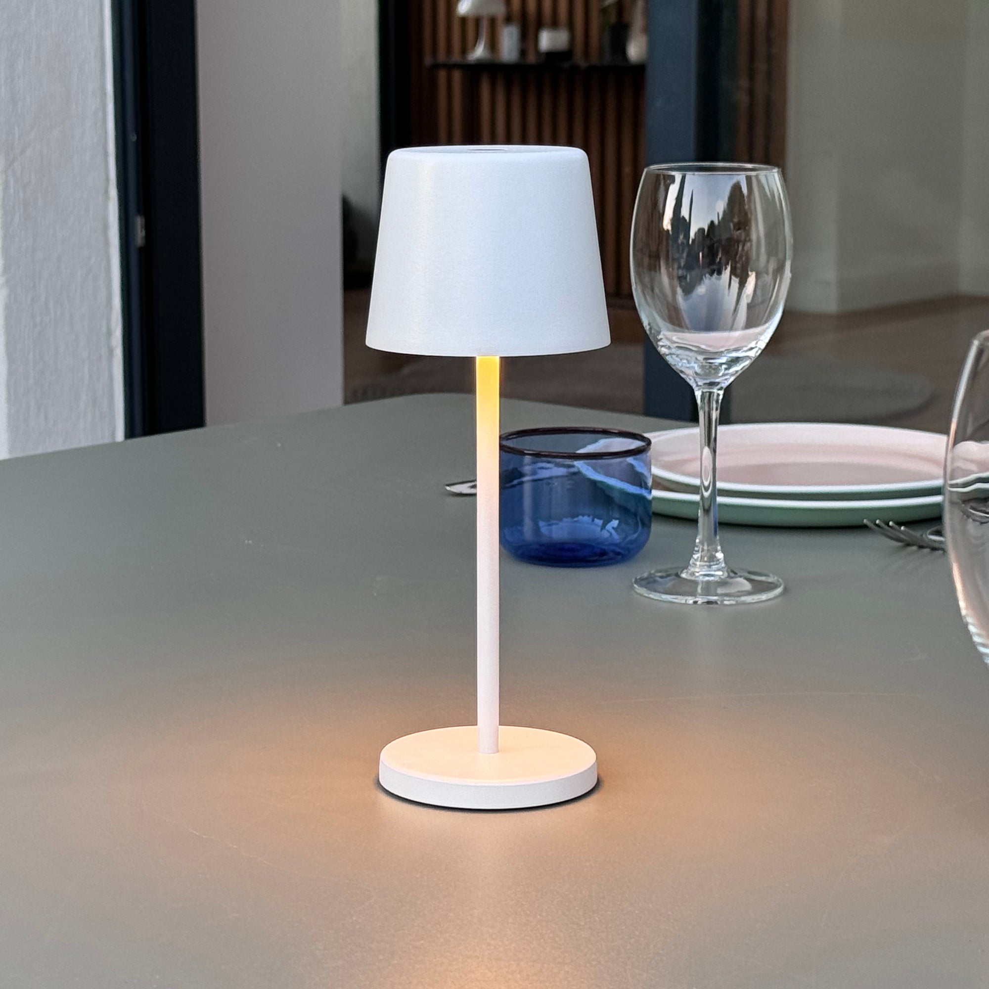Kelly Mini - Lampe De Table Sans Fil - Acier - Blanc