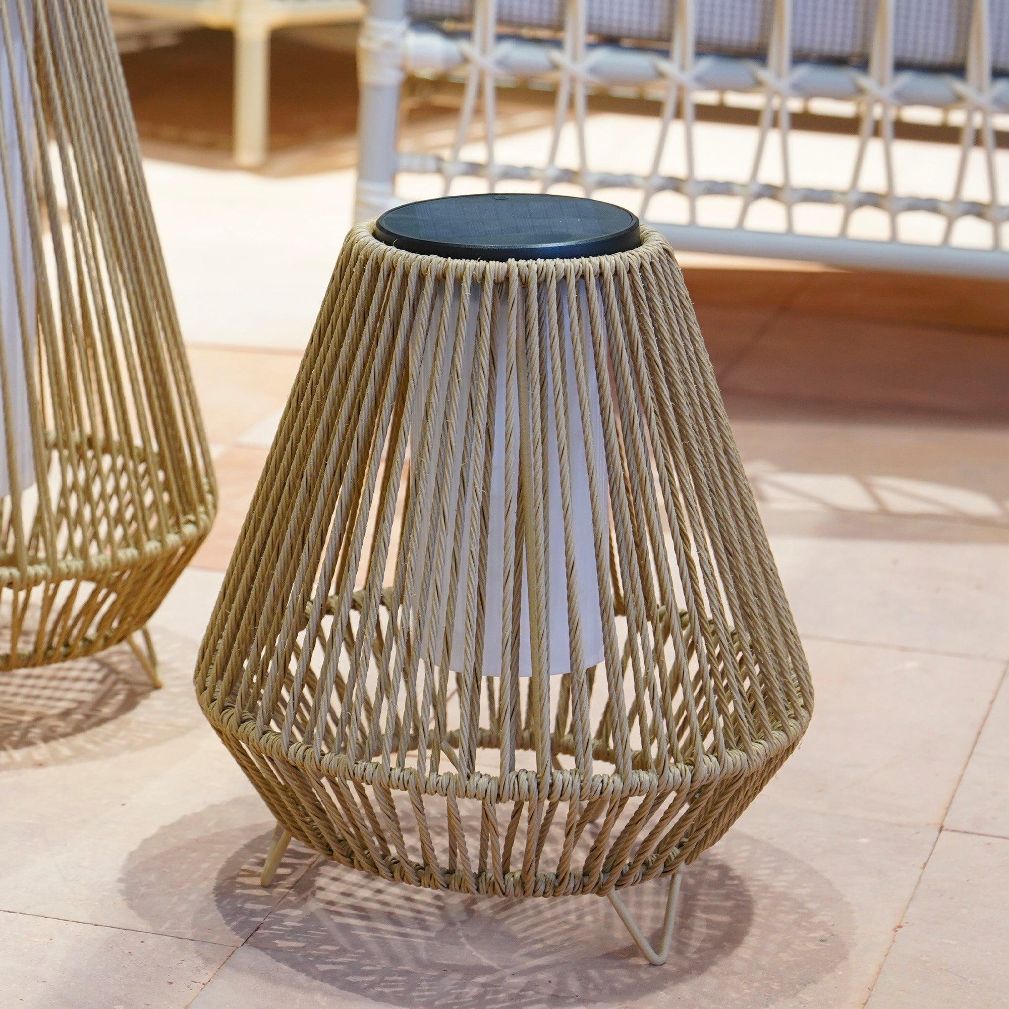 Salomea - Lanterne Solaire - Rotin - Beige