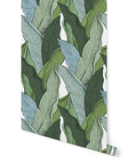 Rollo de Papel Pintado Leaf - Verde / Fondo Blanco