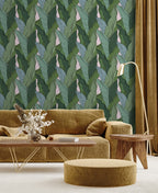 Rollo de Papel Pintado Leaf - Verde / Fondo Blanco