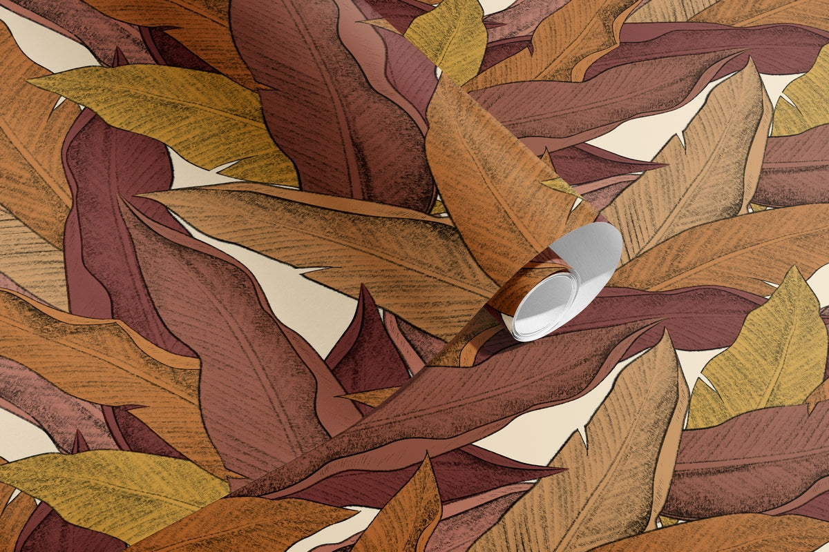 Rollo de papel pintado Leaf - Granate