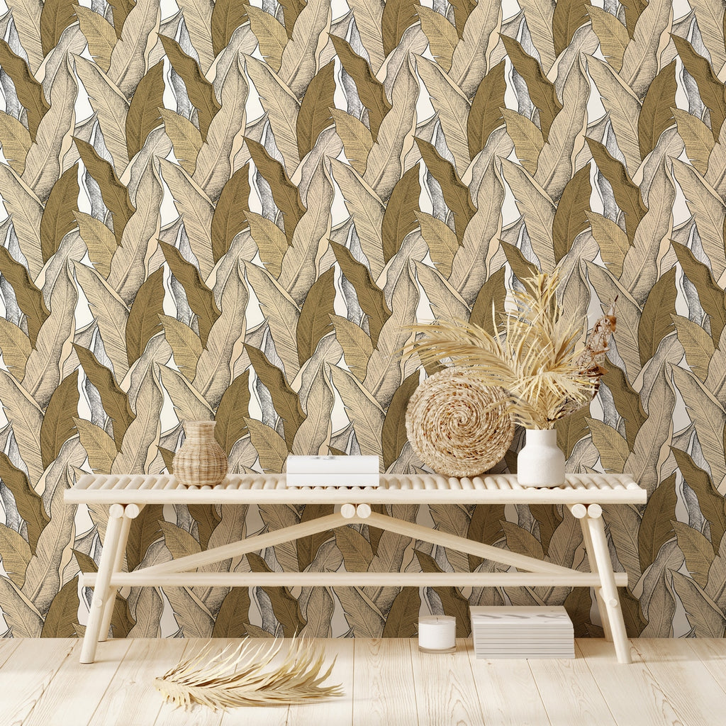Rollo de Papel Pintado Leaf - Tierra De Sombra