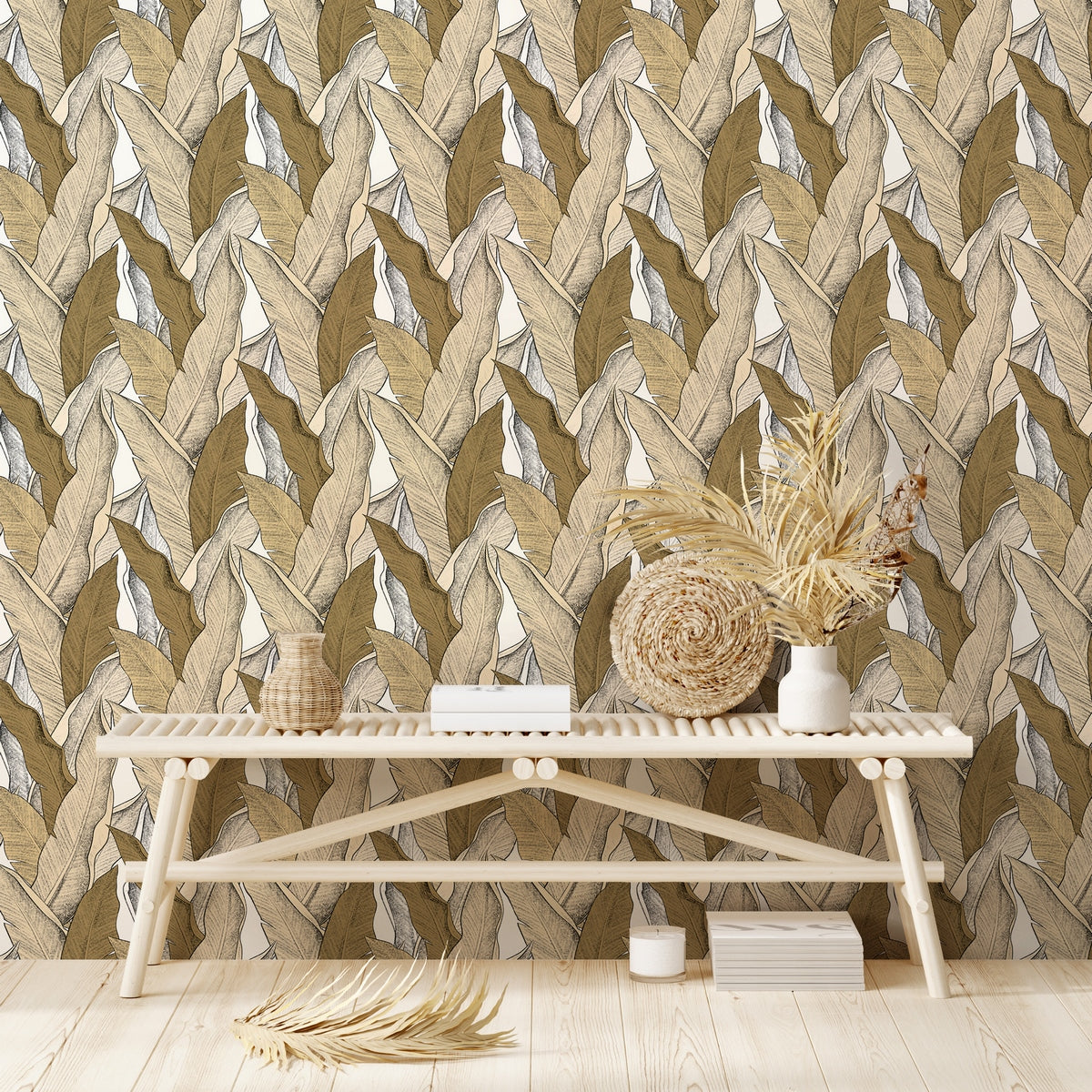 Rollo de Papel Pintado Leaf - Tierra De Sombra