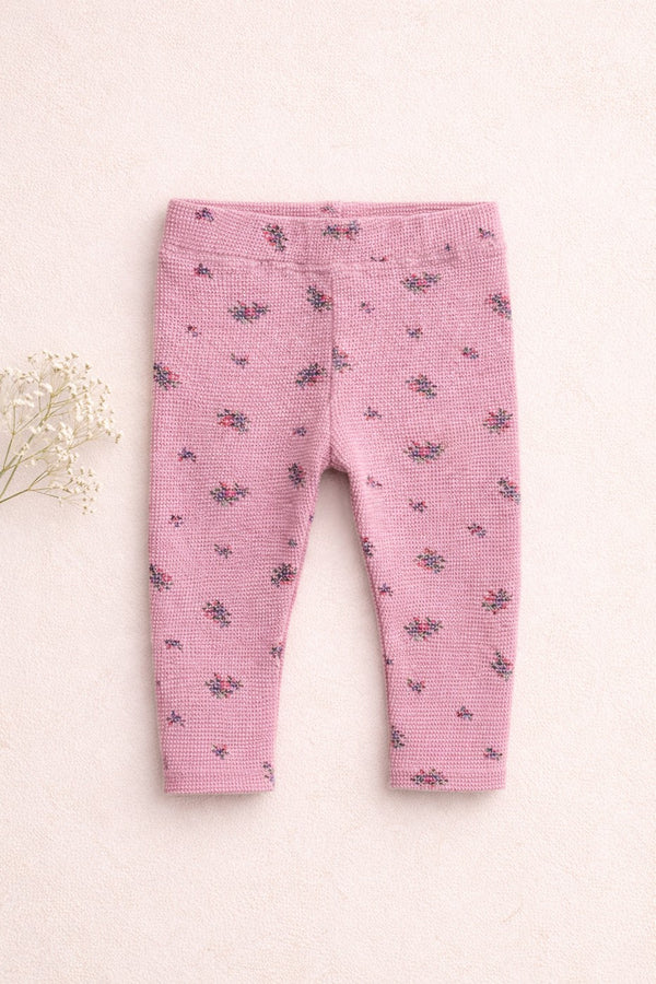 Legging Lili Fleuri - Bébé Fille - Vieux Rose
