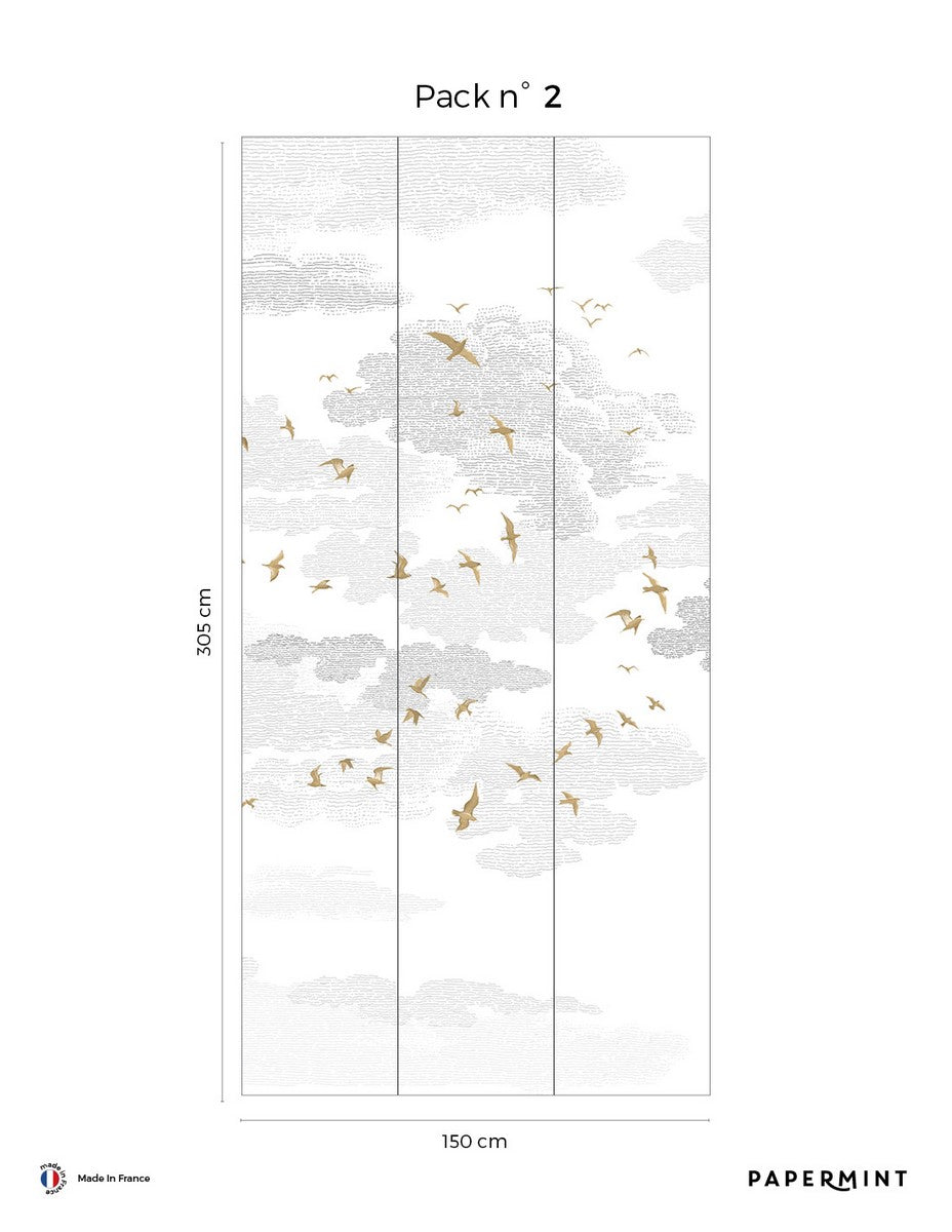Mural Les Oiseaux - Yellow Ochre
