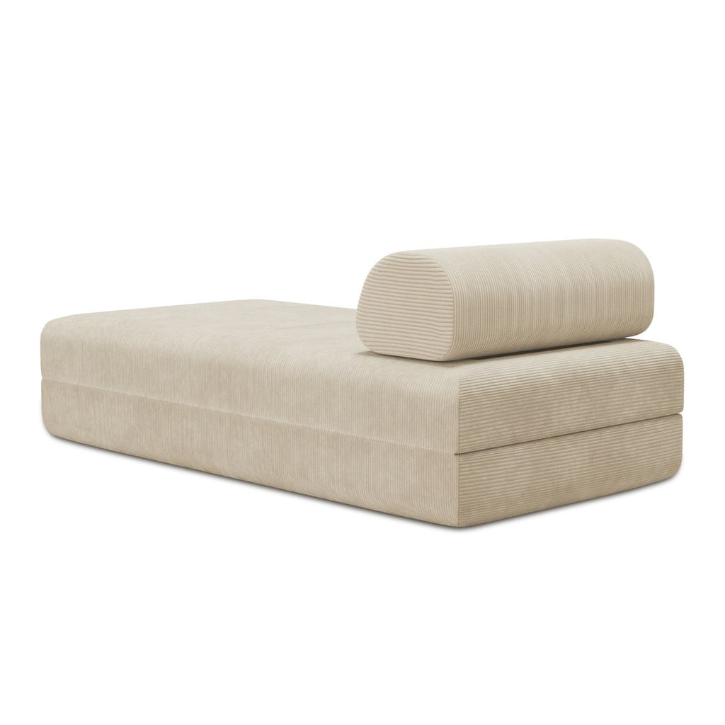 3-Seater Modular Sofa - Striped Outdoor Fabric - White and Anthracite Grey