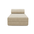 3-Seater Modular Sofa - Striped Outdoor Fabric - White and Anthracite Grey