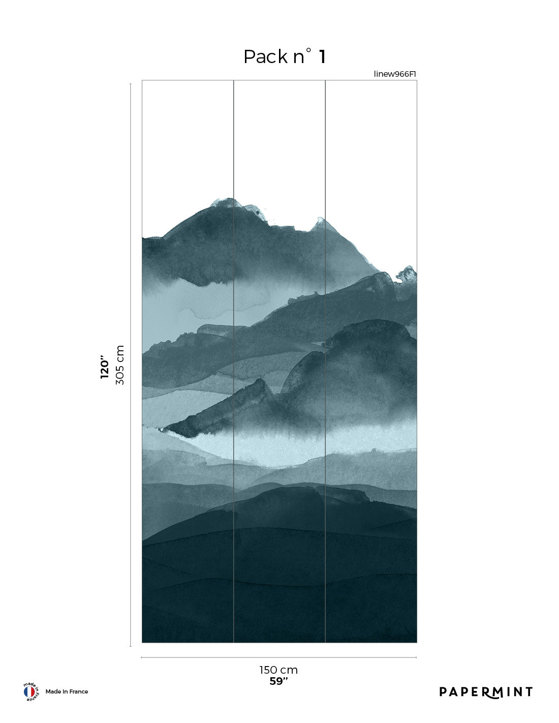 Mural Line Water - Bleu De Prusse