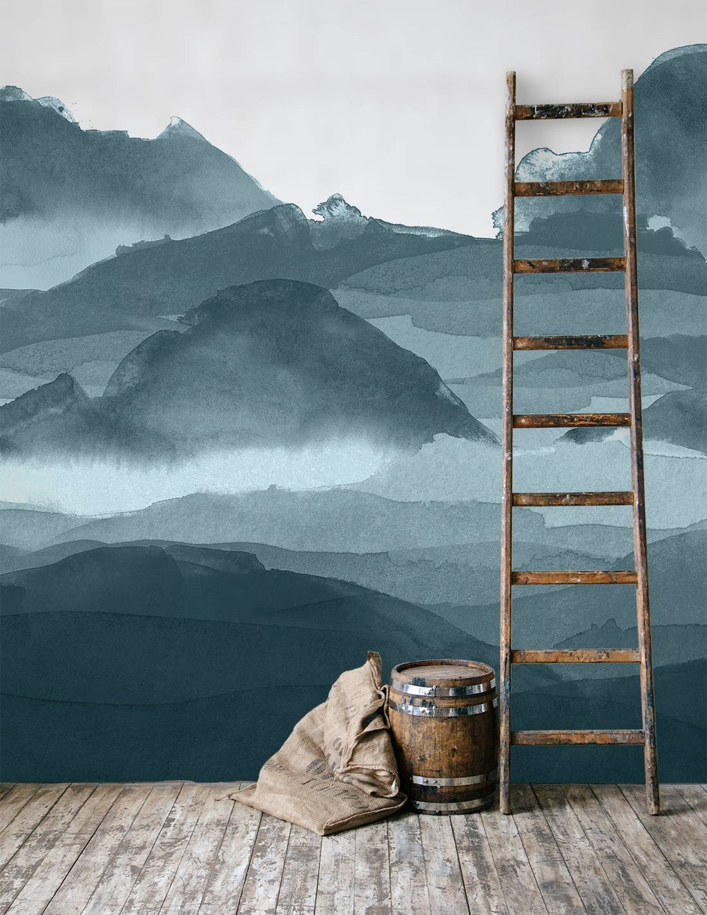 Mural Line Water - Bleu De Prusse