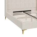 Koda - Double Bed In Beige Fabric And Gold Feet