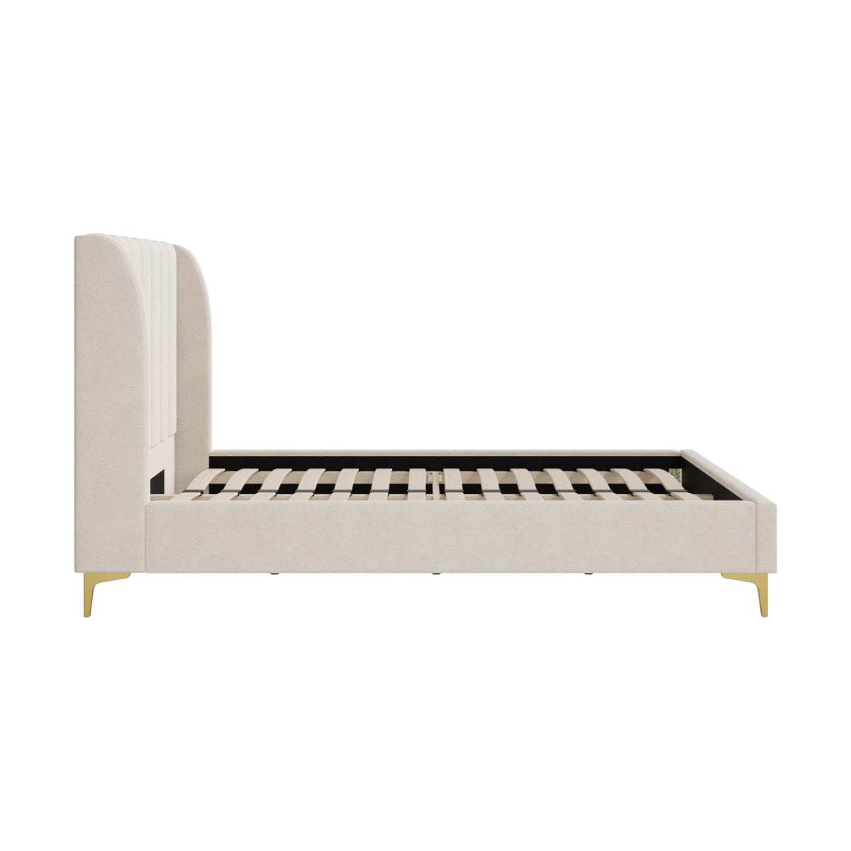 Koda - Double Bed In Beige Fabric And Gold Feet