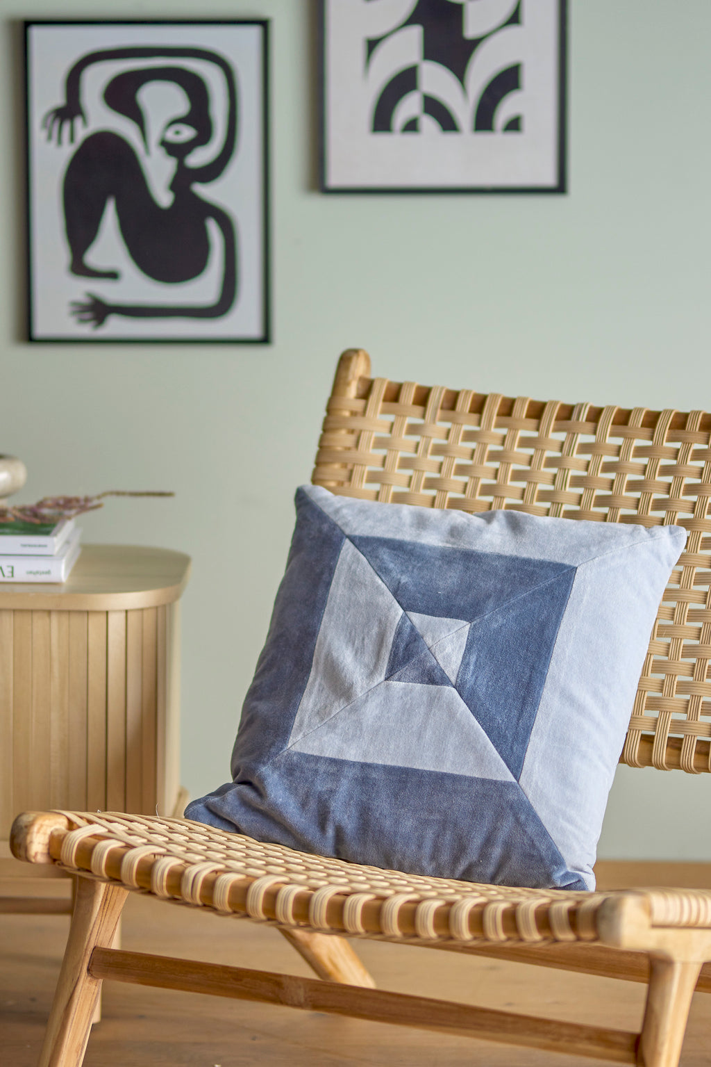 Aban - Cushion - Blue - Cotton