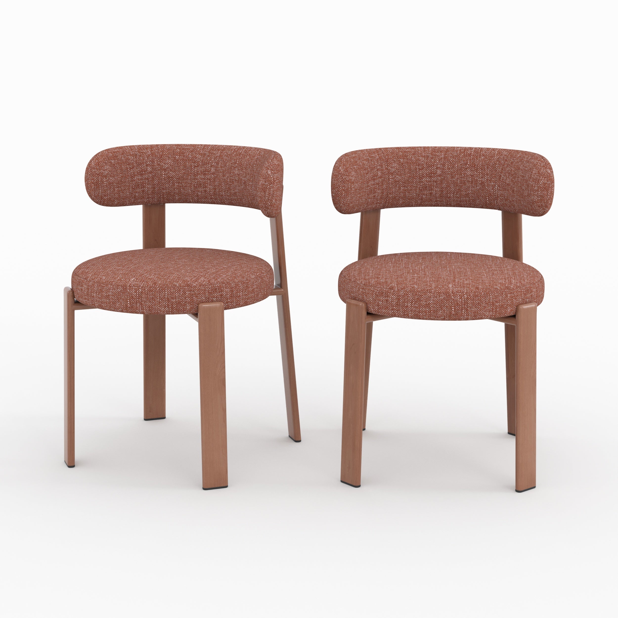 Aura - Lot De 2 Chaises En Tissu Texturé Brun Canelle, Pieds En Métal