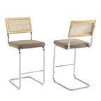 Skana - Set of 2 Bar Stools - Corduroy Chrome Legs - Taupe