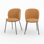 Bulle - Conjunto de 2 sillas de tela amarillo mostaza, patas de metal negro