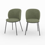 Bulle - Lot De 2 Chaises En Tissu Vert Kaki, Pieds Métal Noir
