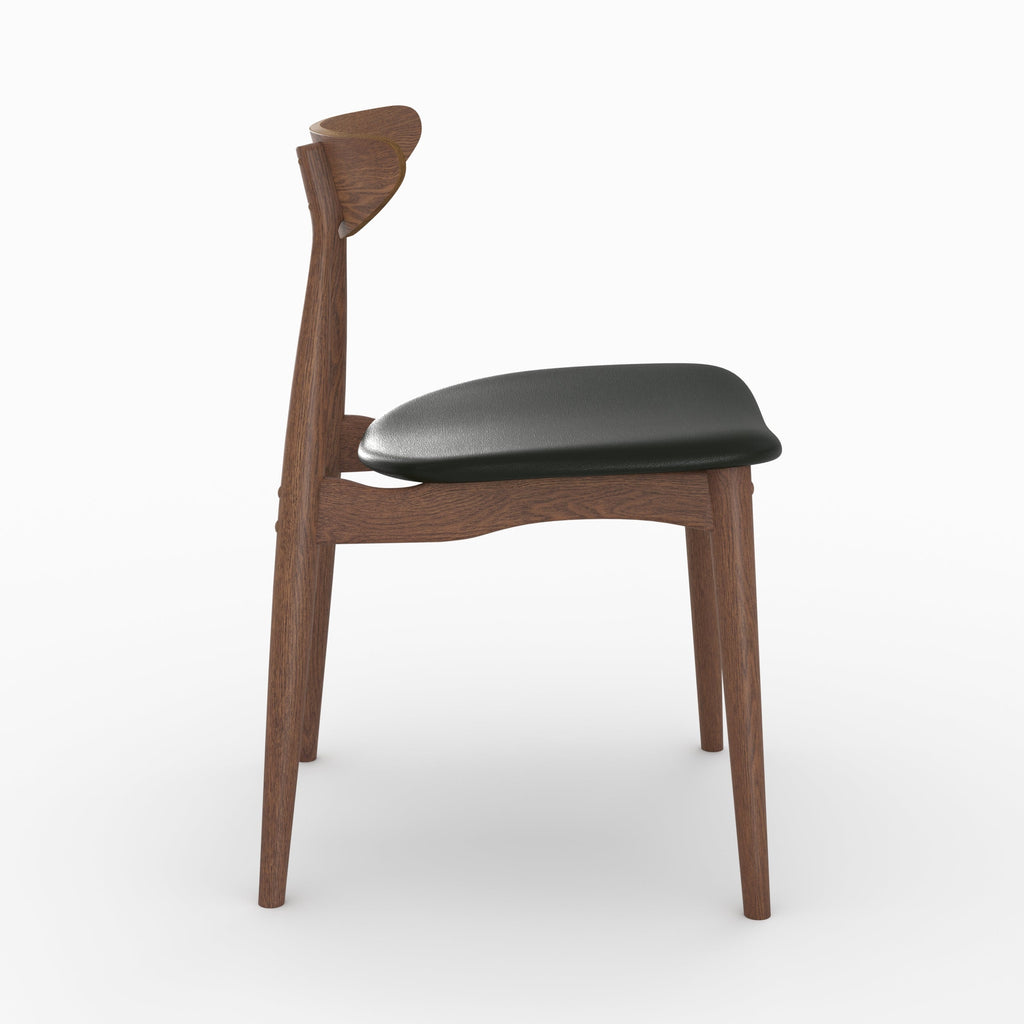 Josette - Set of 2 Chairs in Black Synthetic Leather and Rubberwood