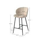 Groom - Lot De 2 Chaises Pour Îlot Central En Tissu Bouclé Beige