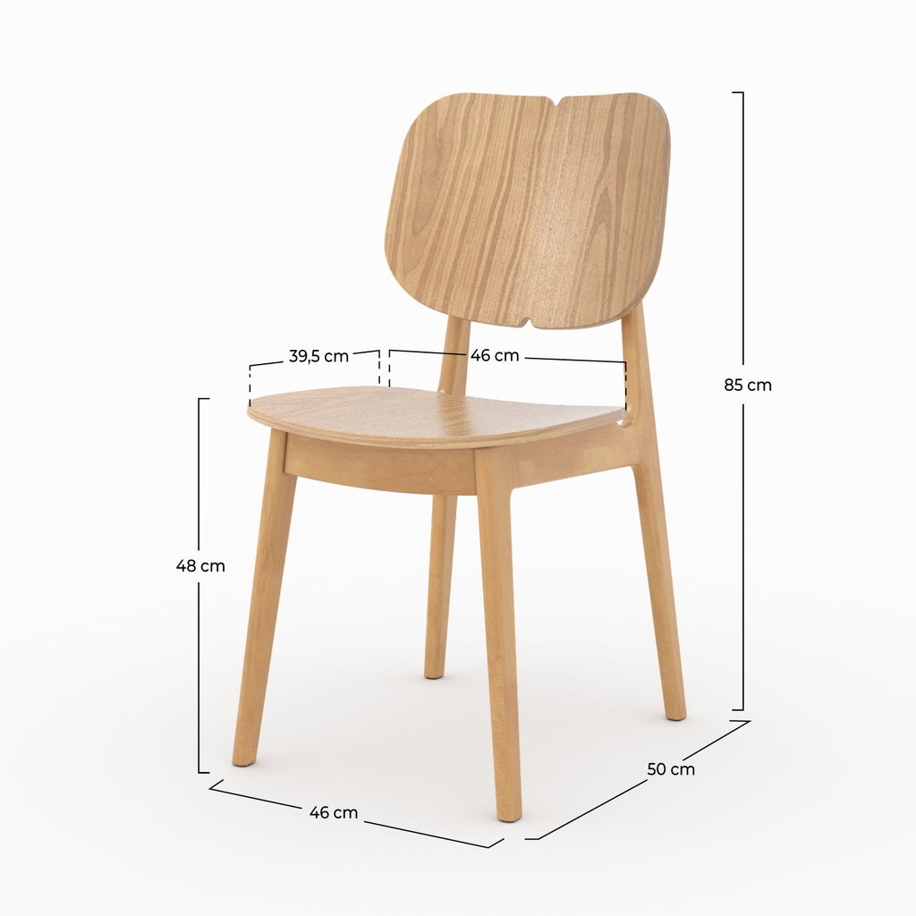 Clyde - Juego de 2 sillas de madera clara