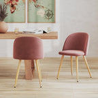 Cozy - Set of 2 Chairs in Pink Velvet and Metal Legs