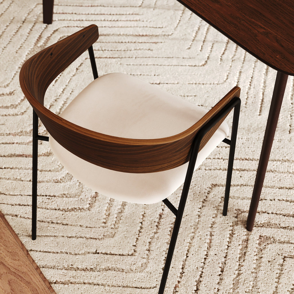 Esmée - Set of 2 Chairs in Off-White Velvet and Walnut Wood