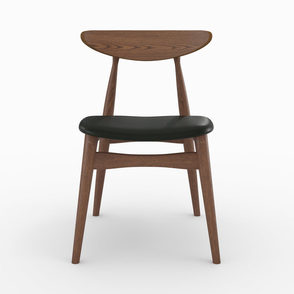 Josette - Set of 2 Chairs in Black Synthetic Leather and Rubberwood