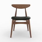 Josette - Set of 2 Chairs in Black Synthetic Leather and Rubberwood