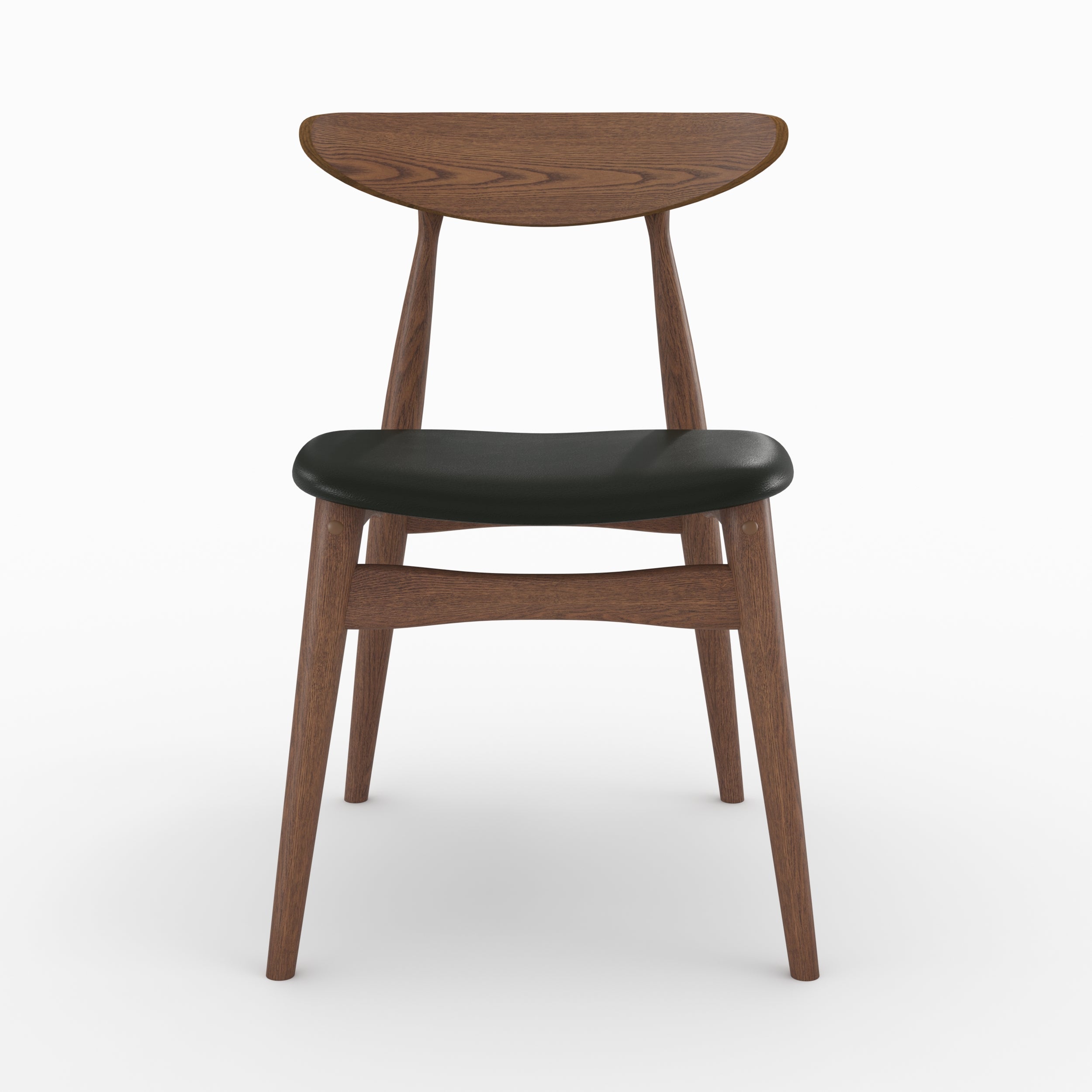 Josette - Set of 2 Chairs in Black Synthetic Leather and Rubberwood