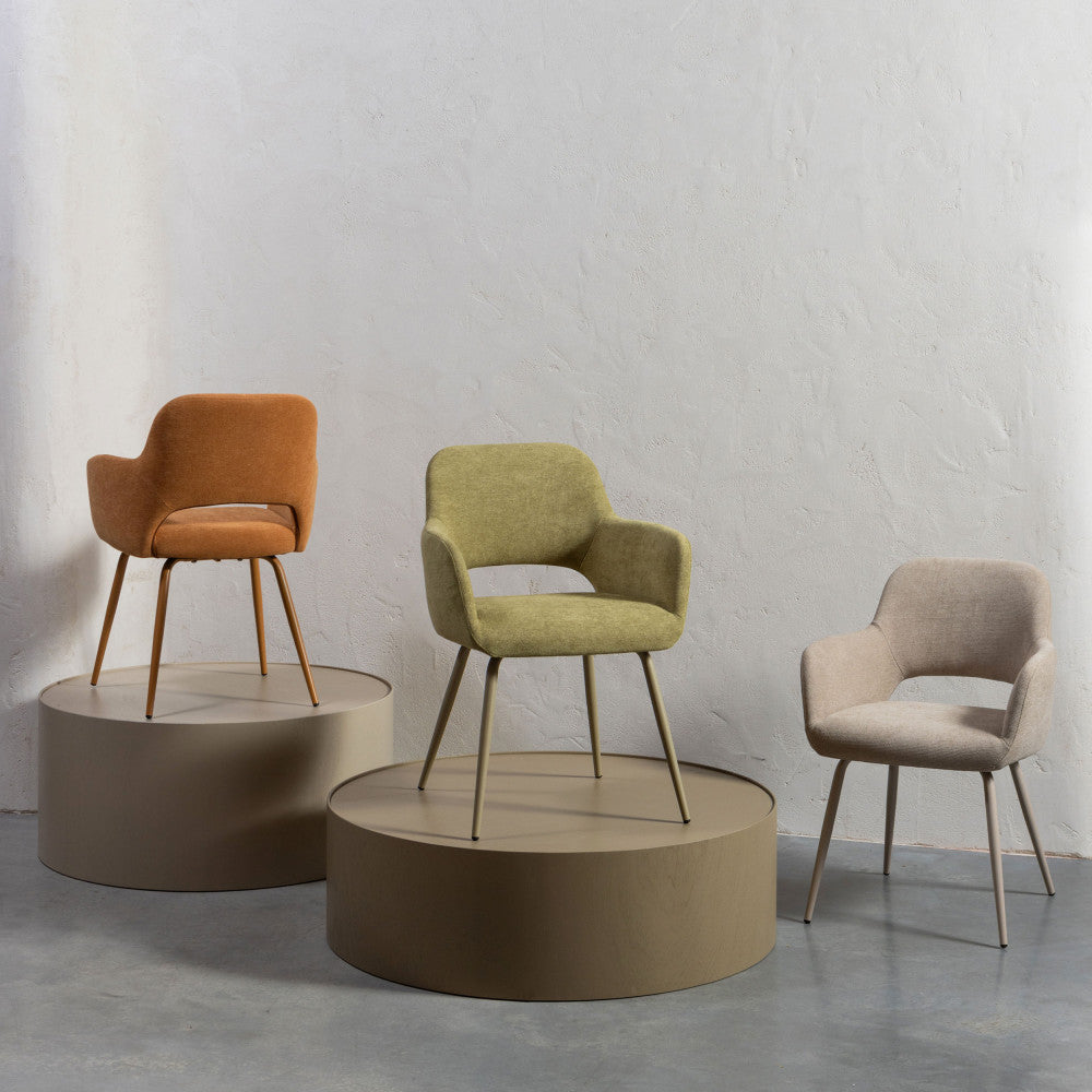 Jenny - Lote de 2 sillones de mesa - Tela - Beige