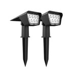 Set of 2 solar spotlights 2-in-1 projector stake or wall mount rectangular powerful dimmable white LED CURTIS H31.5cm - REDDECO.com