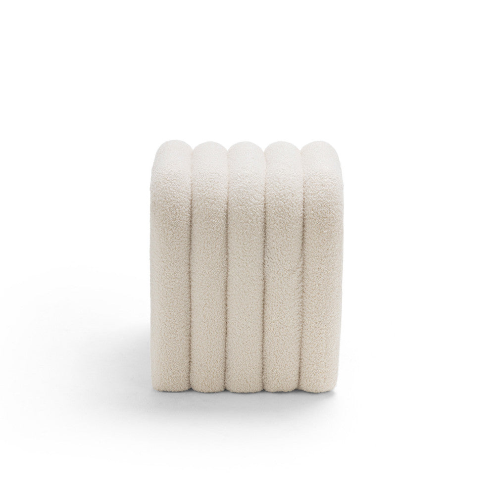 Mui - Lote de 2 taburetes acolchados - Tejido bouclé - Blanco
