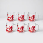 Flovers Petals - Lot De 6 Mugs - H11 Cm - Blanc/Rouge