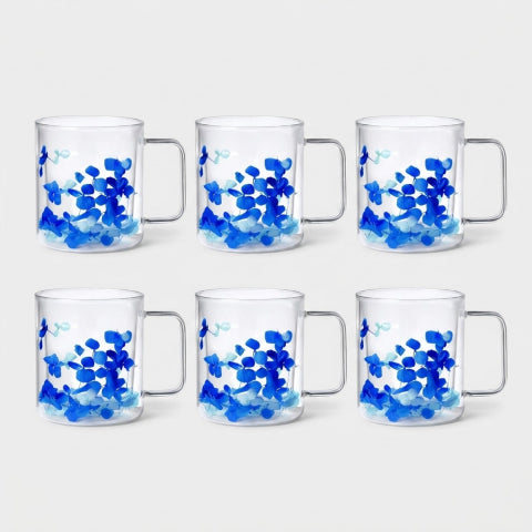 Flovers Petals - Lot De 6 Mugs - H11 Cm - Blanc/Rouge